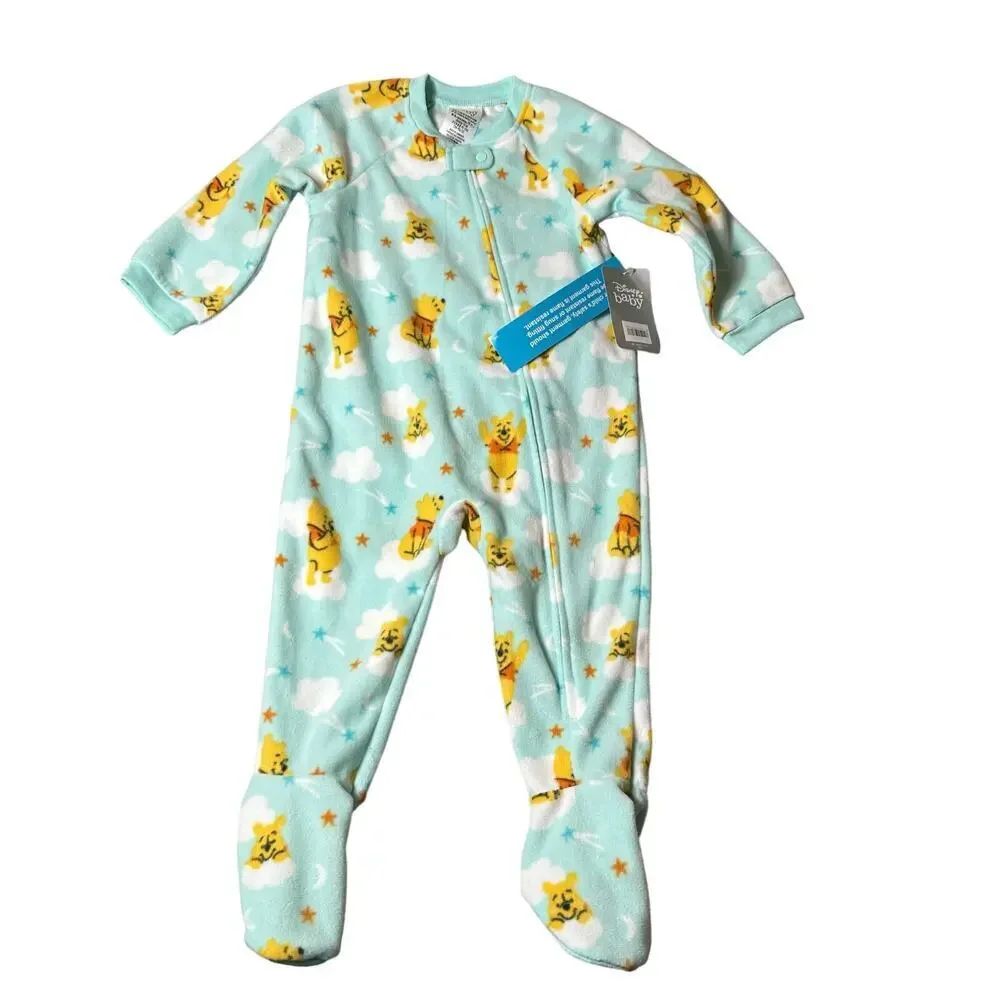 Disney Sleepwear Toddler 18-24M 2 Pack Green Pink Pooh Dumbo Long‎ Sleeve NEW